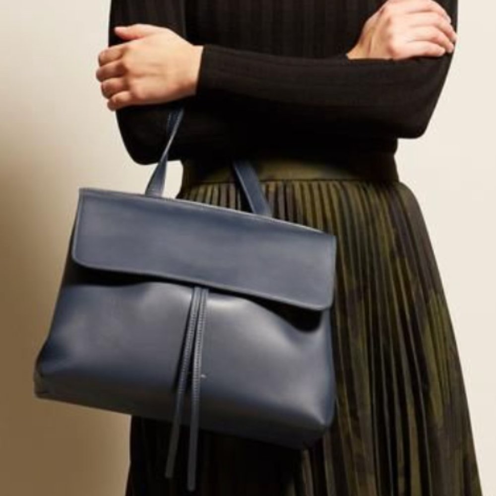 Mansur Gavriel Navy Calf Skin Leather Lady Bag - authentic - lightly worn
